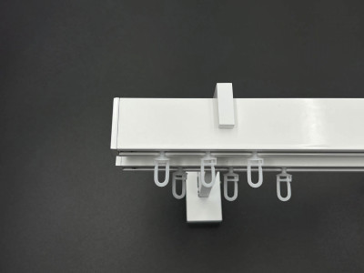 Карниз Quadrum Square line Заглушка 120 см подвійний білий (тримач 9-12 см)