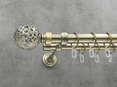 Карниз Quadrum Савона 200 см подвійний Антик відкритий 25/19 мм гладка (кільця з гачками)