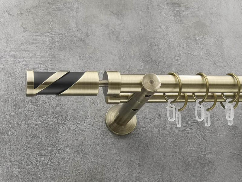 Карниз Quadrum Сієна 240 см подвійний Антик універсальний 25/19 мм гладка (кільця з гачками)