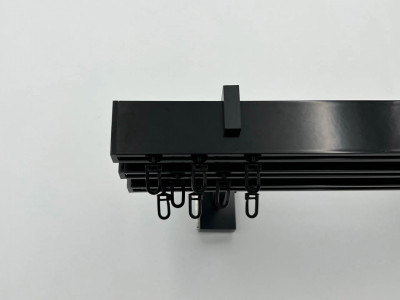 Карниз Quadrum Square line Заглушка 140 см потрійний чорний глянець (тримач 11-14-17 см)