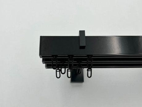 Карниз Quadrum Square line Заглушка 140 см потрійний чорний глянець (тримач 11-14-17 см)