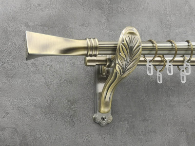 Карниз Quadrum Свінг 200 см подвійний Антик ретро 25/19 мм рифлена (кільця з гачками)