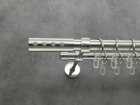 Карниз Quadrum Алюр 200 см подвійний сталь модерн 25/19 мм гладка (кільця з гачками)