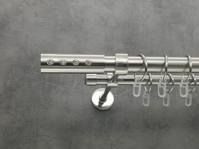 Карниз Quadrum Алюр 400 см подвійний сталь модерн 25/19 мм гладка (кільця з гачками)