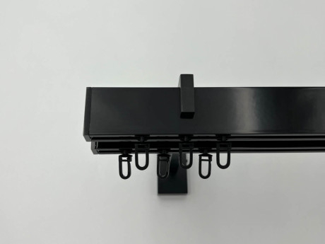 Карниз Quadrum Square line Заглушка 120 см подвійний чорний глянець (тримач 9-12 см)