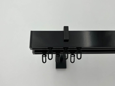 Карниз Quadrum Square line Заглушка 140 см подвійний чорний глянець (тримач 9-12 см)