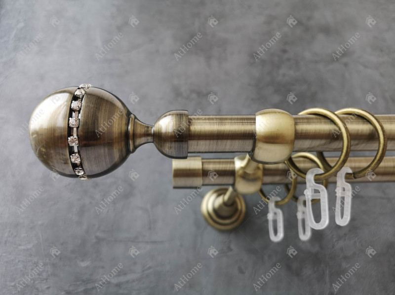 Карниз Quadrum Кортеза 240 см подвійний Антик відкритий 19/19 мм гладка (кільця з гачками)