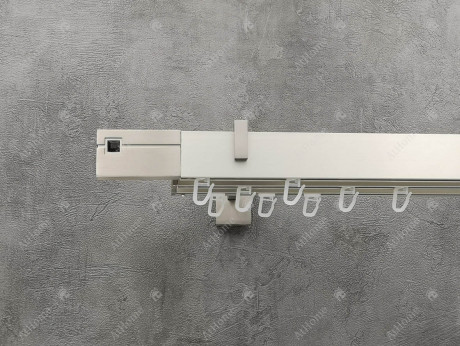 Карниз Marcin Dekor Square line Q-ART з чорним кристалом 400 см потрійний Сталь матова (тримач 11-14-17 см)