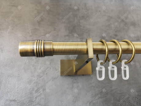 Карниз Quadrum Циліндр 160 см одинарний Антик Slim 19 мм гладка (кільця з гачками)