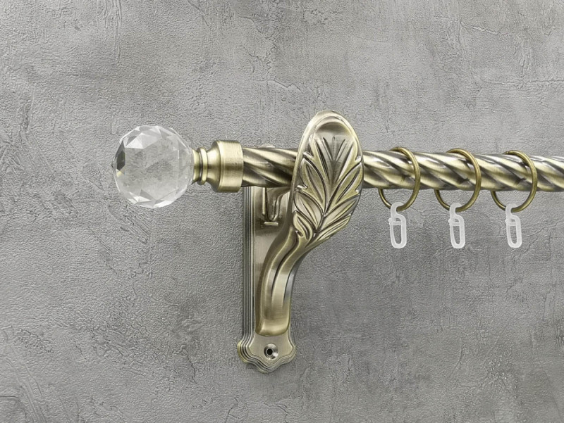 Карниз Quadrum Люмієра 200 см одинарний Антик ретро 25 мм кручена (кільця з гачками)