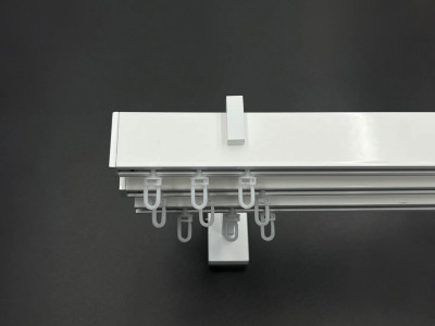 Карниз Quadrum Square line Заглушка 140 см потрійний білий (тримач 11-14-17 см)