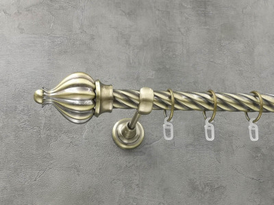 Карниз Quadrum Таджа 400 см одинарний Антик відкритий 25 мм кручена (кільця з гачками)