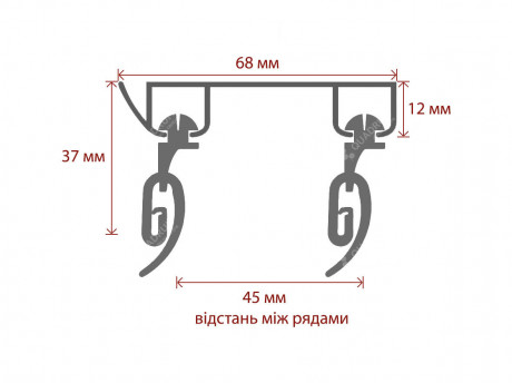 Стельовий карниз Quadrum DS подвійний посилений алюмінієвий 140 см Сірий
