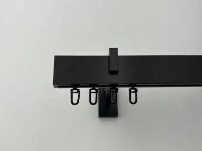 Карниз Quadrum Square line Заглушка 140 см одинарний чорний матовий (тримач 9 см)