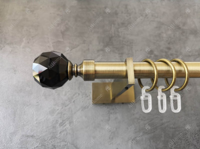 Карниз Quadrum Чорний кристал 300 см одинарний Антик Slim 19 мм гладка (кільця з гачками)