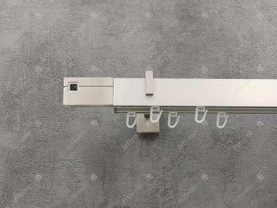 Карниз Marcin Dekor Square line Q-ART з чорним кристалом 160 см подвійний Сталь матова (тримач 14-17 см)