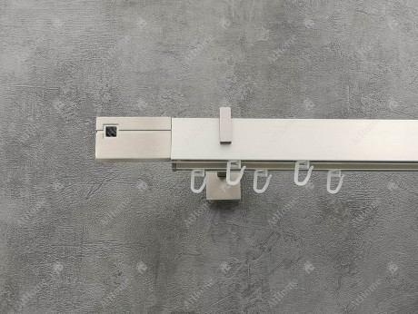 Карниз Marcin Dekor Square line Q-ART з чорним кристалом 200 см подвійний Сталь матова (тримач 14-17 см)