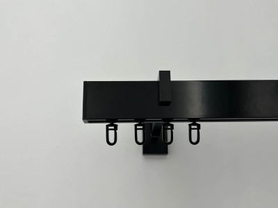 Карниз Quadrum Square line Заглушка 140 см одинарний чорний глянець (тримач 9 см)