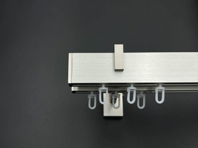 Карниз Quadrum Square line Заглушка 140 см подвійний сталь матова (тримач 9-12 см)