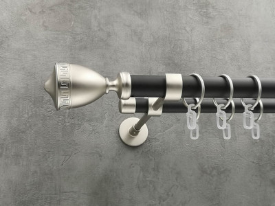 Карниз Quadrum Афіна 400 см подвійний Сатин/чорний матовий модерн 25/19 мм гладка (кільця з гачками)