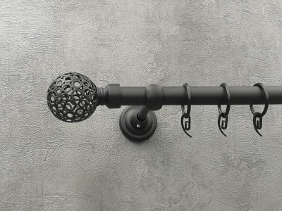 Карниз Quadrum Савона 160 см одинарний чорний матовий відкритий 19 мм гладка (кільця з гачками)