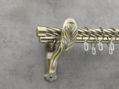 Карниз Quadrum Заглушка 160 см подвійний Антик ретро 25/19 мм кручена (кільця з гачками)