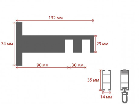 Карниз Quadrum Square line Заглушка 140 см подвійний сталь матова (тримач 9-12 см)