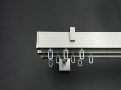 Карниз Quadrum Square line Заглушка 140 см потрійний сталь матова (тримач 11-14-17 см)