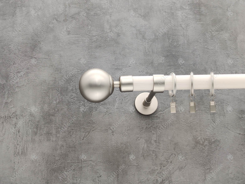 Карниз Quadrum Модерно Куля одинарний дерево-метал 160 см Білий/Сатин 25 мм