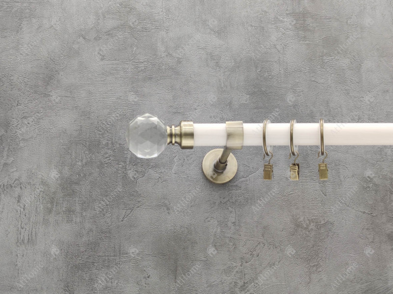 Карниз Quadrum Модерно Кристал одинарний дерево-метал 200 см Білий/Антик 25 мм