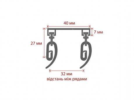 Стельовий карниз Quadrum подвійний алюмінієвий 7 мм 210 см