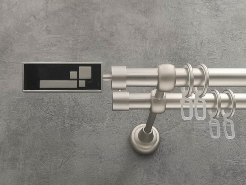 Карниз Quadrum Терра 160 см подвійний Сатин відкритий 19/19 мм гладка (кільця з гачками)