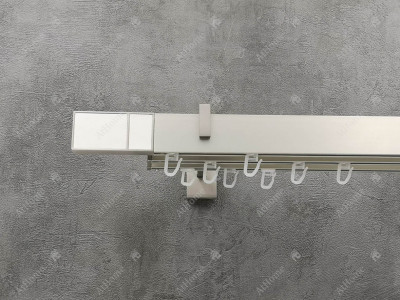 Карниз Marcin Dekor Square line BOSS біла шкіра 320 см потрійний Сталь матова (тримач 11-14-17 см)